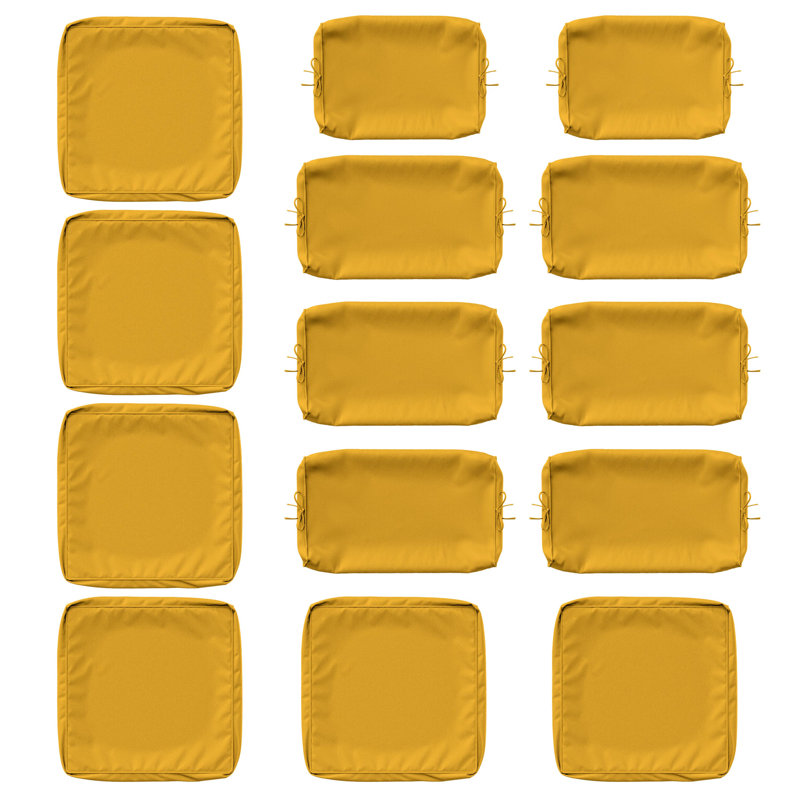 14 Pcs Outdoor Cushion Slipcovers All-Weather Patio Cushion Covers For Outdoor Furniture, Covers Only, Yellow