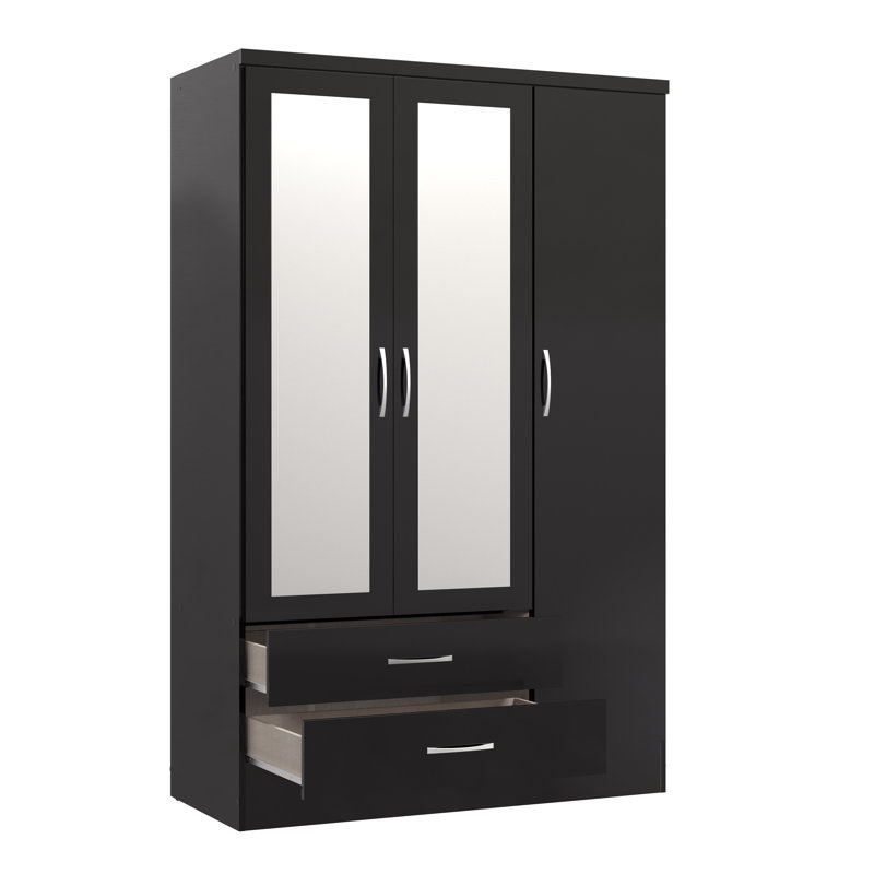 Armoire à vêtements 3 portes Gaytes, Noir brillant