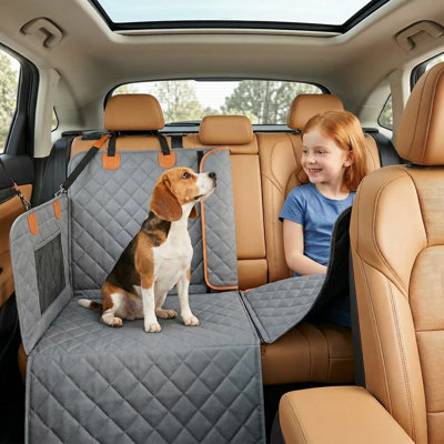 Dog Back Seat Cover With Heavy Duty Non Slip Support For Large And Small Dogs Waterproof And Scratch Resistant Universal Fit With Storage Pockets Easy Installation Pet Car Protector For SUV Sedan Truck