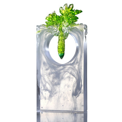 Floral Elegance Crystal Bitter Melon Sculpture Bittersweet
