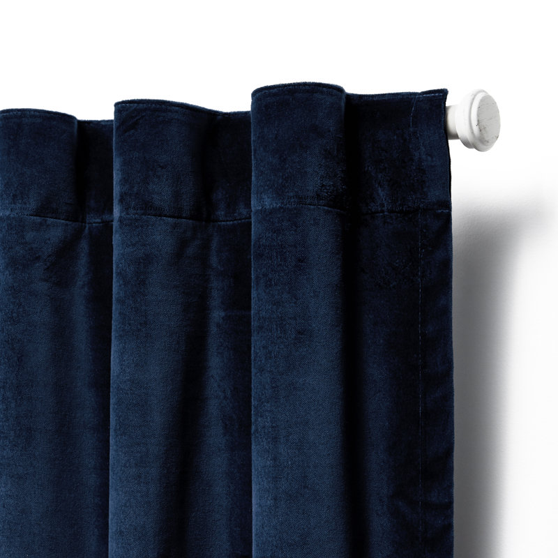 Navy Cotton Blackout Pleated Curtain Panel 52" x 84"