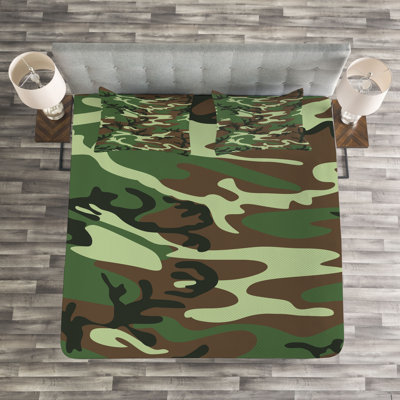 Adrijus Green/Brown Microfibre Bedspread Set