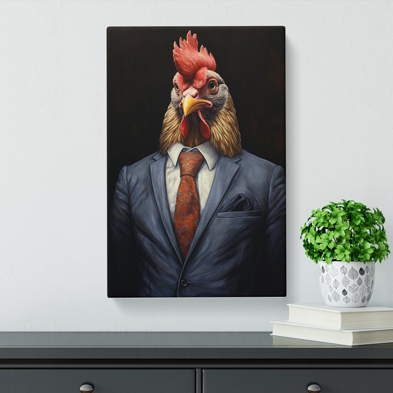 Chicken In A Suit Painting - Print, 60cm H x 40cm W x 3cm D