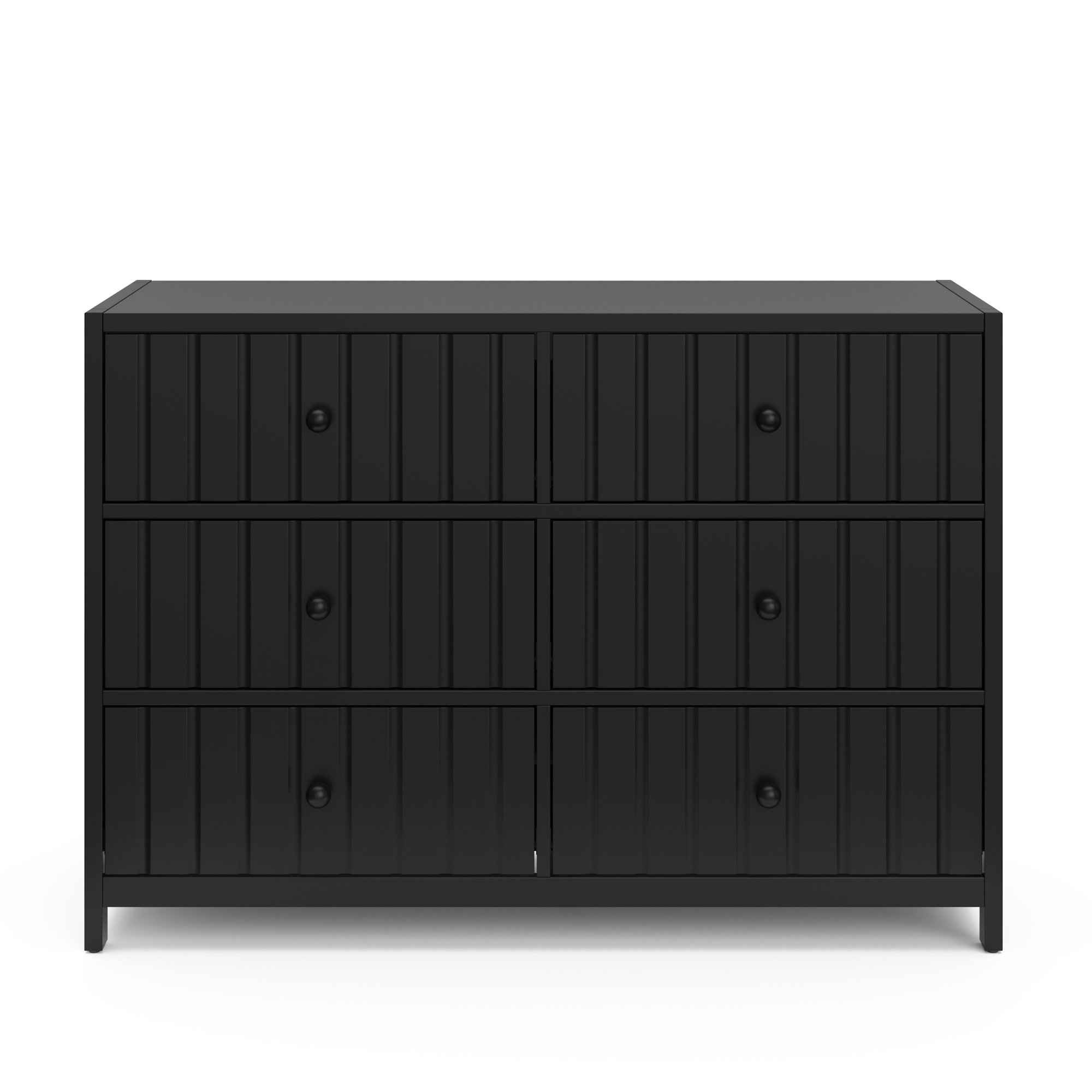 Teddi 6 Drawer Double Dresser, Black