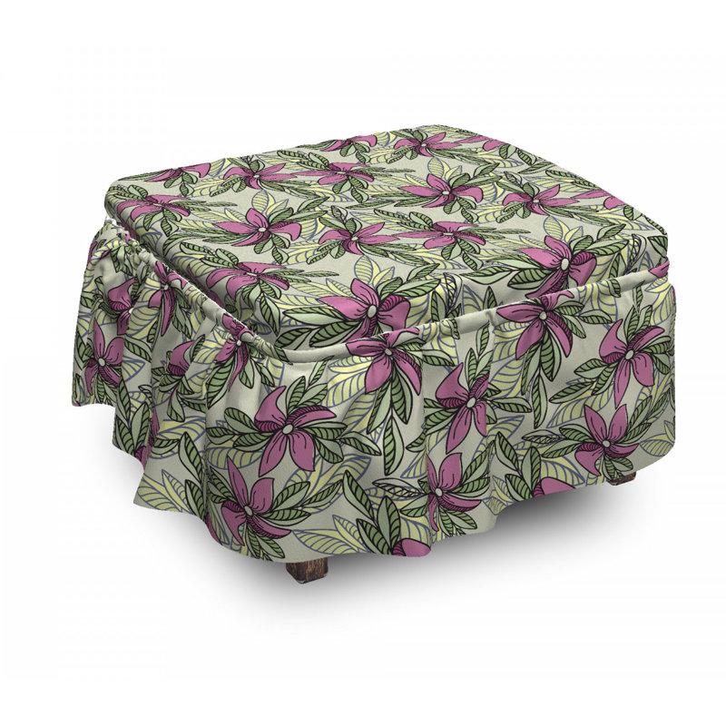 Housse pour repose-pieds fleurs et feuilles