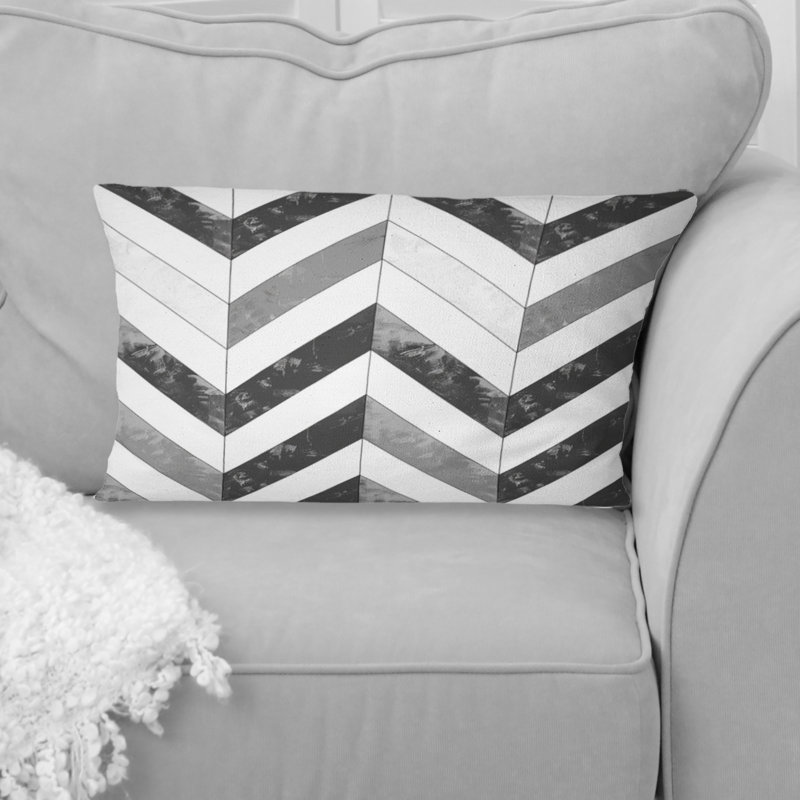 Motif à chevrons gris et blanc - Coussin lombaire moderne