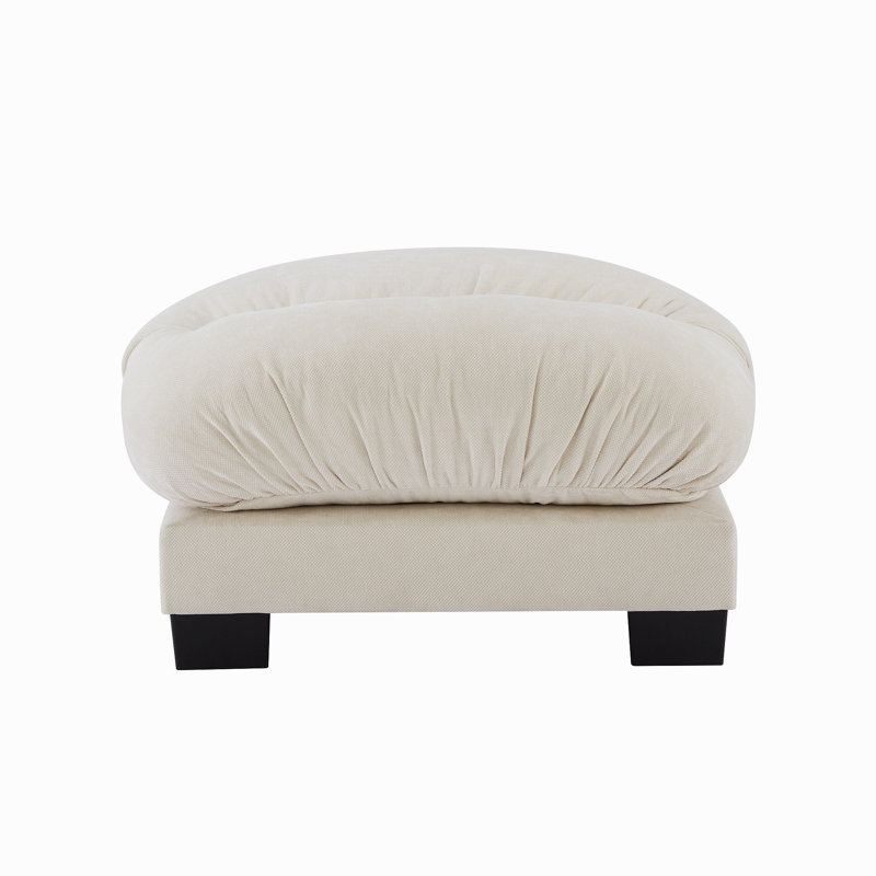 Flora Ottoman Chenille - Beige, Beige