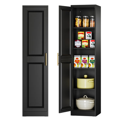 71'' H  Kitchen Pantry Cabinet, Metal Storage Cabinet with Door & Adjustable Shelves For Kitchen, Dining, Living Room