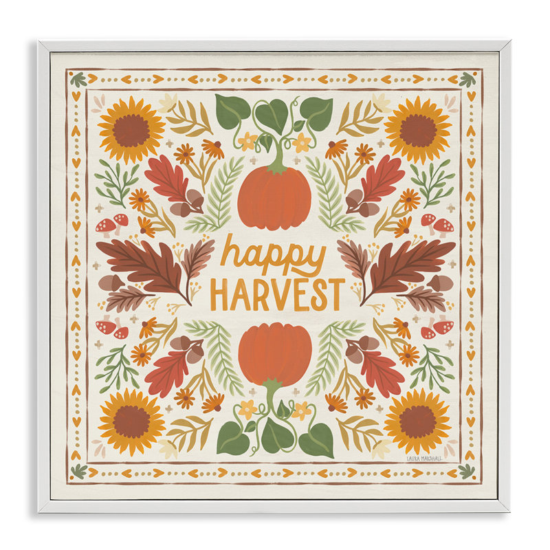 «Happy Harvest», estampe numérique par Laura Marshall, Giclée encadrée blanc bord de mer, H 24 po x l 24 po