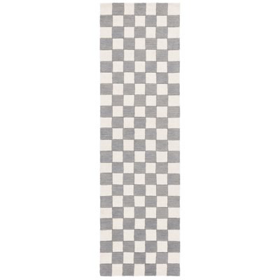 Msr4760 Chelsea Martha Stewart Hand Tufted Wool/Cotton Checkered Rug in Gray/Ivory