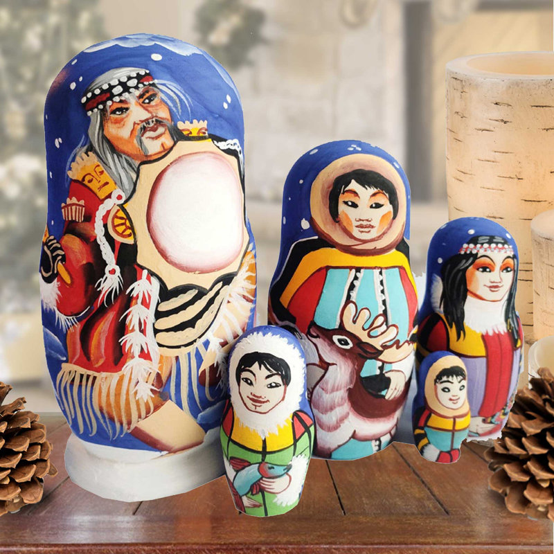 5 Piece Eskimo Matreshka Nesting Doll Set