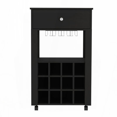 Memphis Bar Cart with 12-Bottle Wine Rack