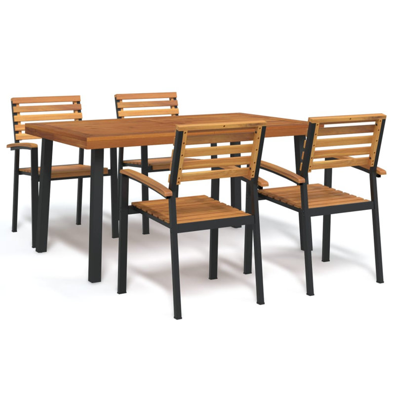 Samy 4 - Person Acacia Patio Dining Set with Rectangular Table