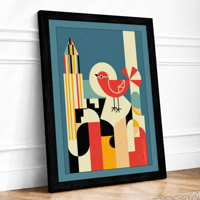 Urban Bird in Gold Art Deco 1 Piece Single Picture Frame Wall Art