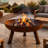 Union Round Wood-Burning Cast Iron Outdoor Raised Fire Pit Bowl - Brown - 30"-1434217331-1434217335
