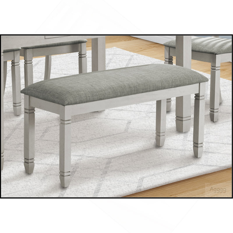 Banc, 41 po rectangulaire, cuisine, salle à manger, entrée, chambre à coucher, tapissier, bois, bois massif gris, tissu gris, transitionnel