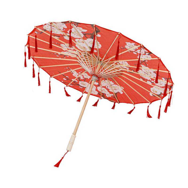 Parasol en soie 33 po Classic Asian, Rouge