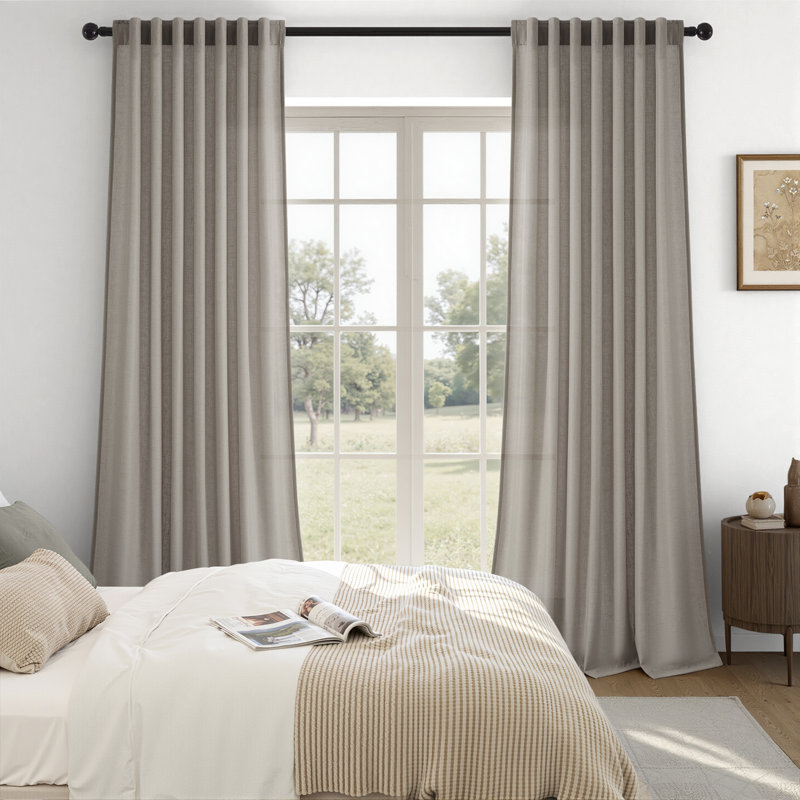 Dennan Light-Filtering Curtain with Back Tab Hooks, 52" W x 108" L, Burlywood