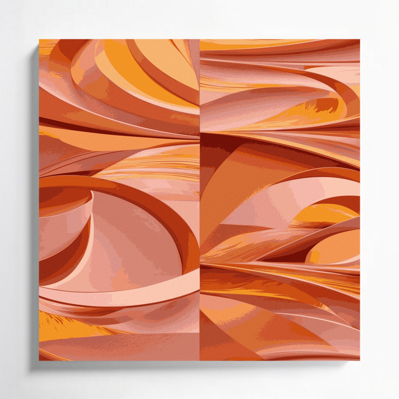 «Abstract Shapes 17», art mural sur toile rose, H 8 po x l 8 po