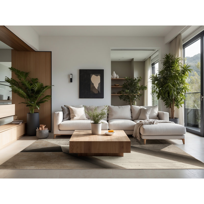 Tapis gris doux et moelleux en brique industrielle Ealey, Carré 7 pi