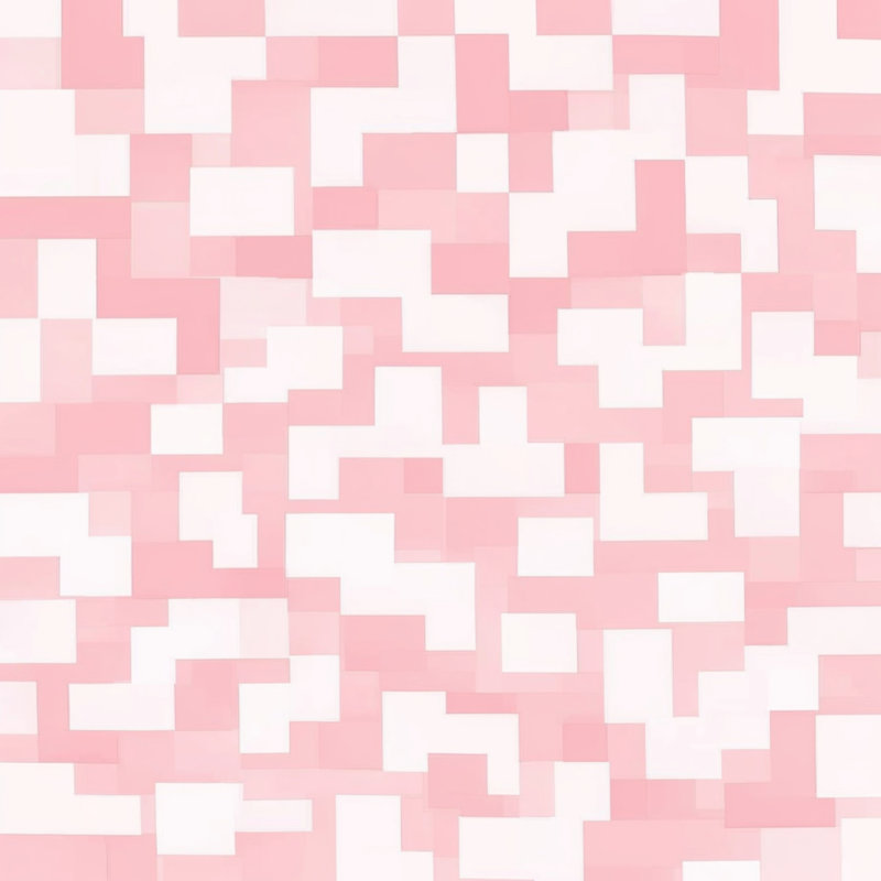 Pixelated Block Pattern Bath Mat, 34in W x 21in L, Light Pink White