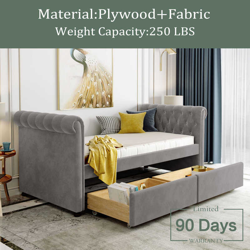 Jimel Upholstered Daybed, Gray