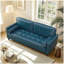 Canapé en cuir de style classique, similicuir respirant avec coussin de siège capitonné, pieds en bois massif pour le salon, bleu marine-1616027209