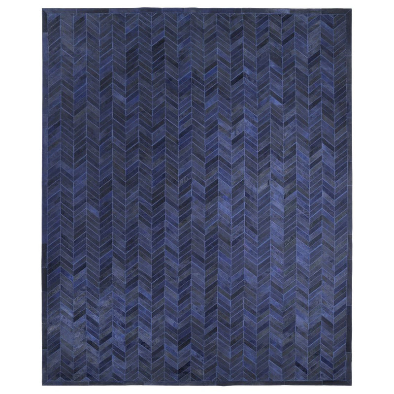Tapis fait à la main Meir - 9 pi 0 po x 12 pi 0 po, Rectangulaire 3 pi x 5 pi, Marine