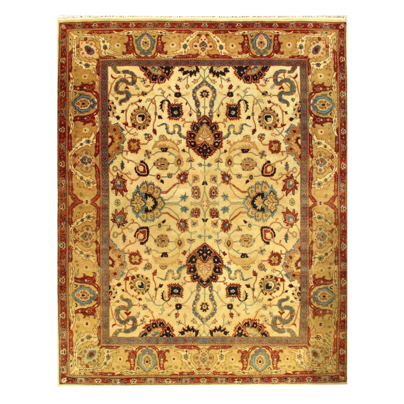 Tapis beige en laine noué à la main Agra
