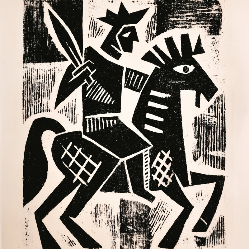«Rider With Raised Spear», art mural sur toile, L 40 po x H 40 po x P 1,5 po