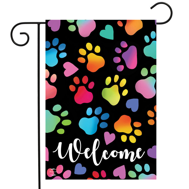 Rainbow Pawprints Welcome Garden - drapeau
