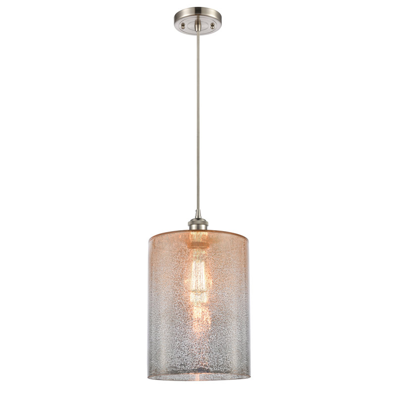 Luminaire suspendu cylindrique à 1 lumière Leilani, Ampoule non incluse, Mercure, Nickel satiné brossé
