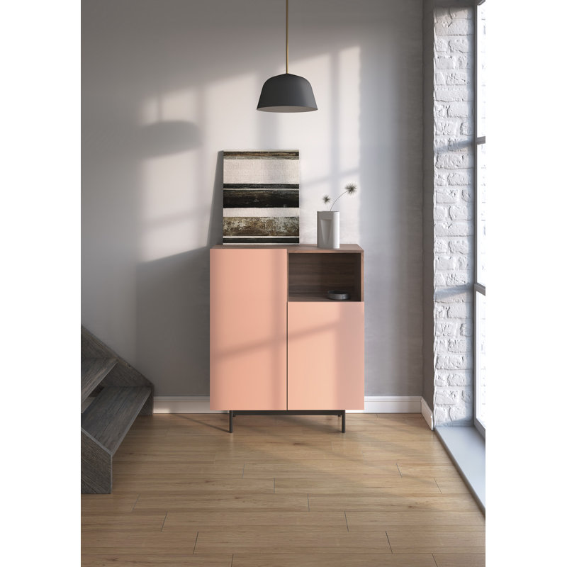 Eliscar Rectangle Accent Chest, Walnut/Pink/Black