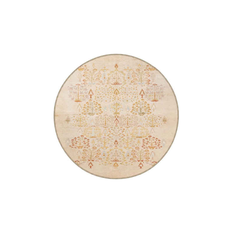 Tapis tissé traditionnel lavable, Sous-tapis rond 3 pi 3 po inclus