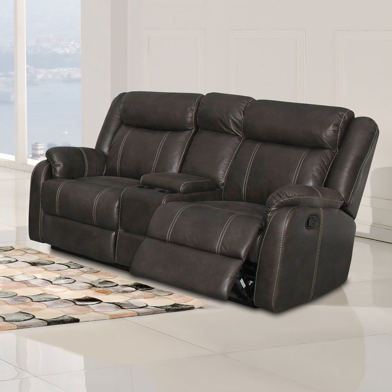 Sotomayor 82" Pillow Top Arm Reclining Loveseat, Gray Faux Leather