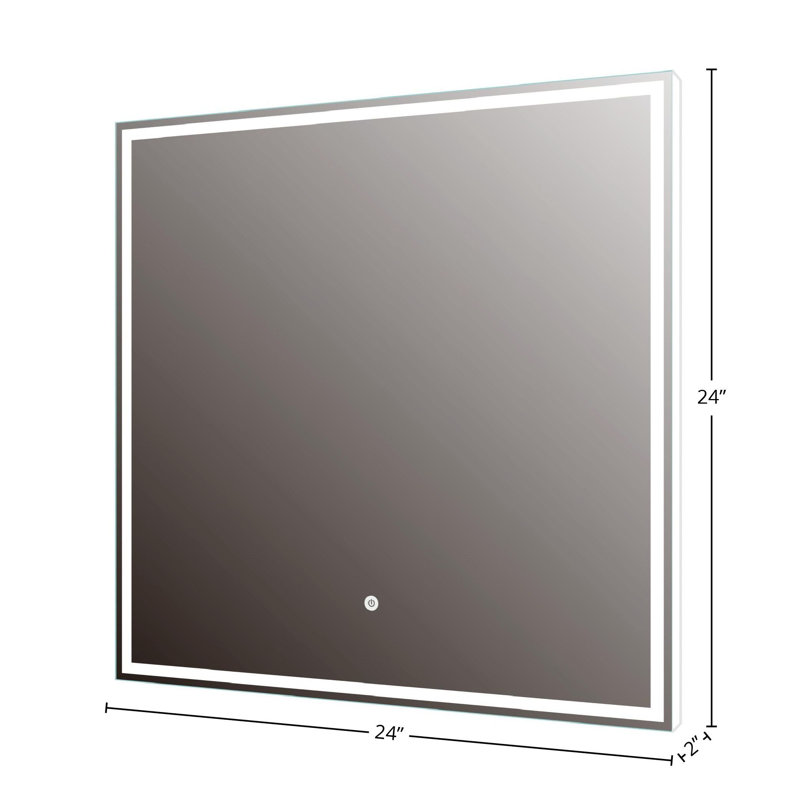 DAX Mirror with 5000K LED with Touch Sensor 110 V 50-60Hz, Metallic, Gray, 24" x 24"