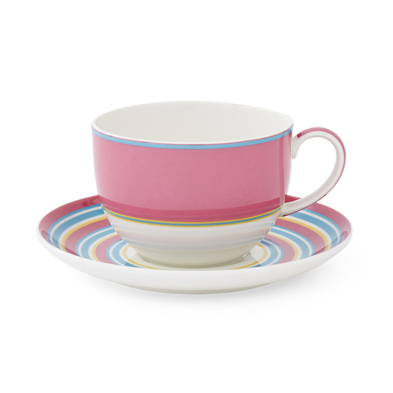 10 Oz Breakfast Cup & Saucer, Pink