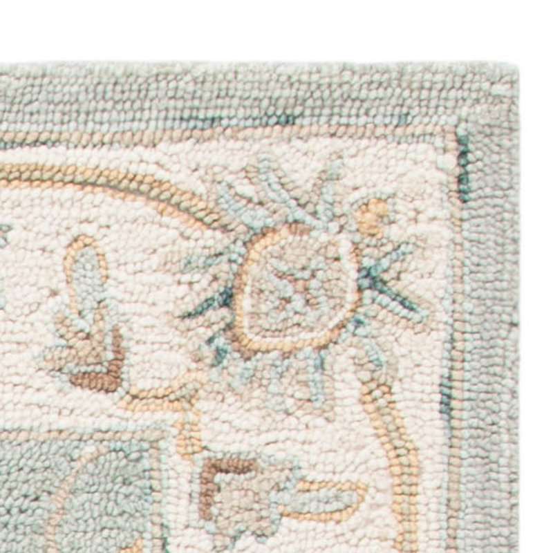 Tapis turquoise / ivoire en laine fait à la main Desmondia, Rectangle 4pi x 6 pi