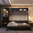 Full Murphy Wall Bed with Sofa, Shelves, USB and Light, Gray