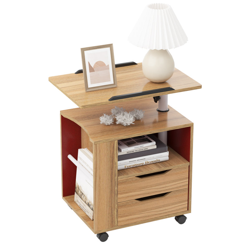 Chyrell 15.7'' W Unfinished Metal Nightstand, Oak