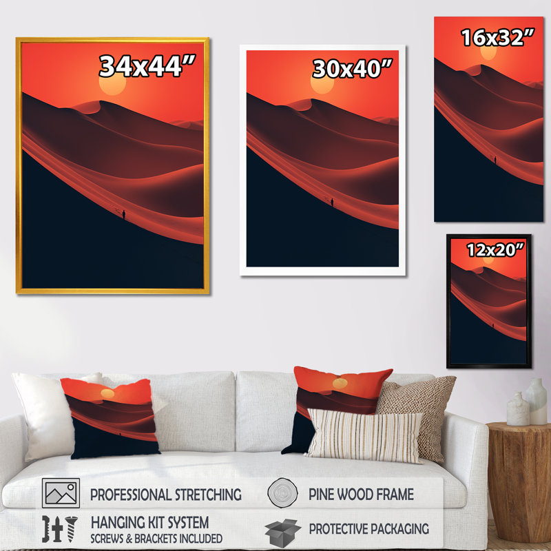 "Lever de soleil noir et rouge Photo VI", H 20 po x l 12 po x P 1 po, Cadre simple noir