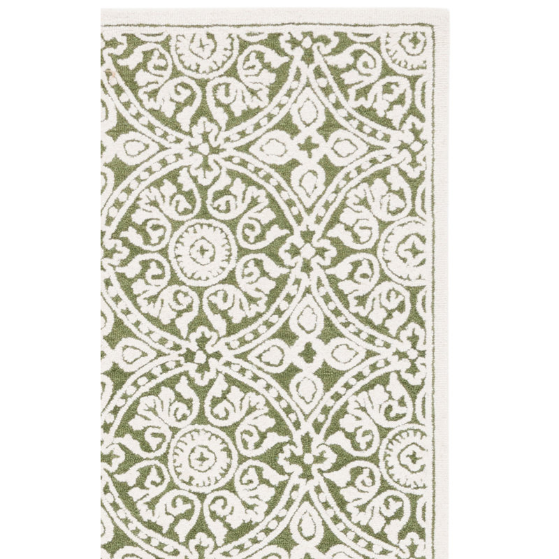Tapis Metro256 vert / ivoire, Carré 6 pi