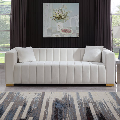 Canapé en velours de luxe 87 po avec 2 coussins Clifford