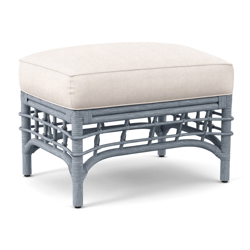 Bridgehampton Ottoman, Sea Glass, White Sugar Performance; 0863-91