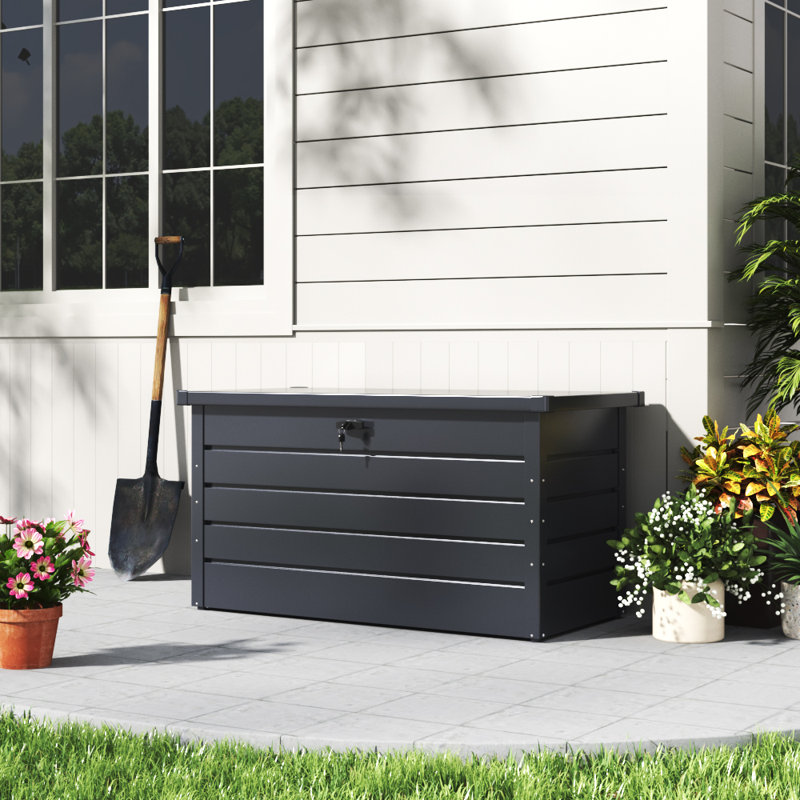 Garden Sanctuary 114cm W 350L Metal Lockable Deck Box, Black