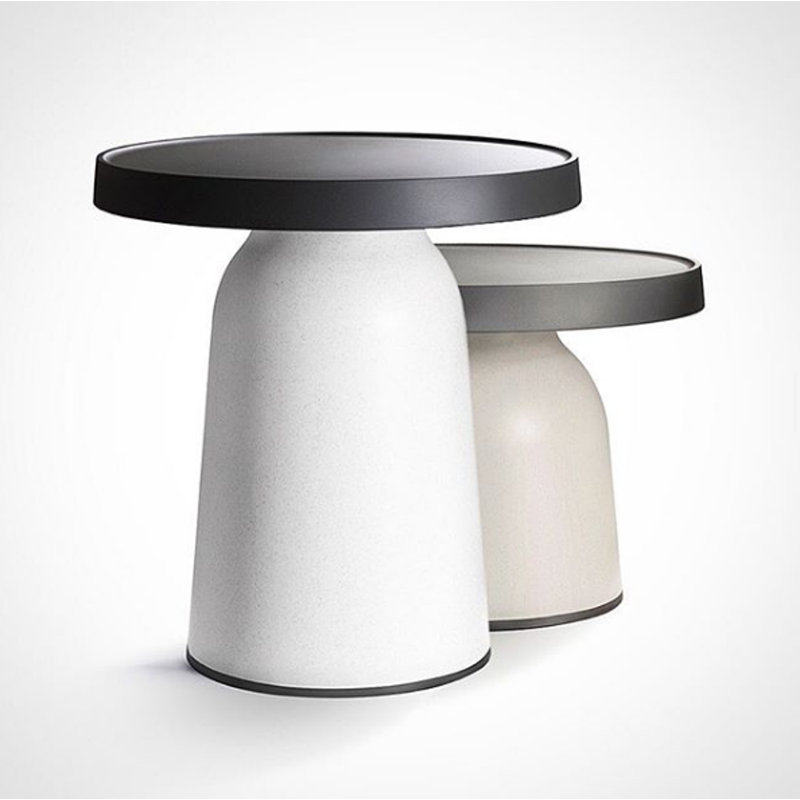Table d'appoint Thick Top, blanc, Marron foncé, H 19,5 po