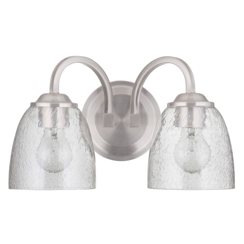 Éclairage pour meuble-lavabo à 2 lumières à intensité réglable Tisa, Nickel poli brossé, Martelée transparente