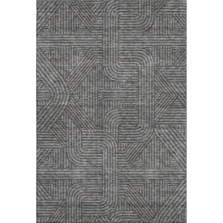 Premium Machine Washable Prisco Charcoal Rug