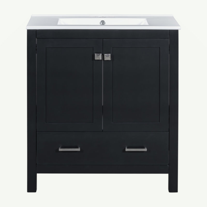 30" Bathroom Vanity With Single Sink, Combo Cabinet Undermount Sink, Bathroom Storage Cabinet With 2 Doors And A Drawer, Soft Closing, Multifunctional Storage, Solid Wood Frame