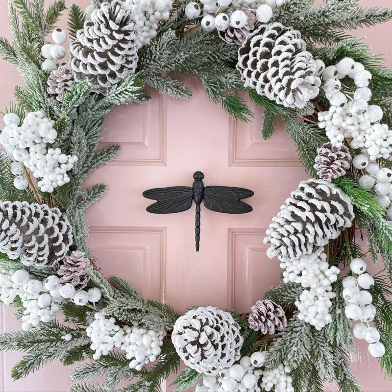 Dragonfly in Flight Door Knocker, 6" H x 8.25" W x 1.75" D, Matte Black